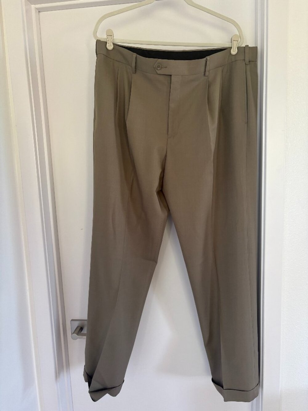 Listing Title Savane Taupe Olive Pleated Front Cuffed Hem Dress Pants Slacks
